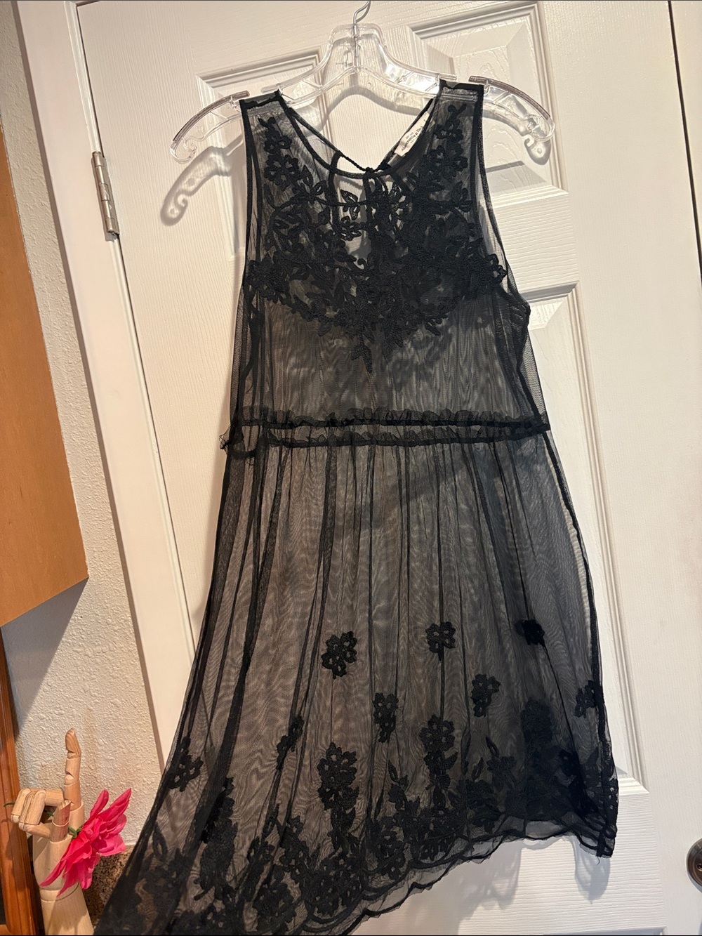 Abercrombie & Fitch Black Sheer Floral Lace Chemise